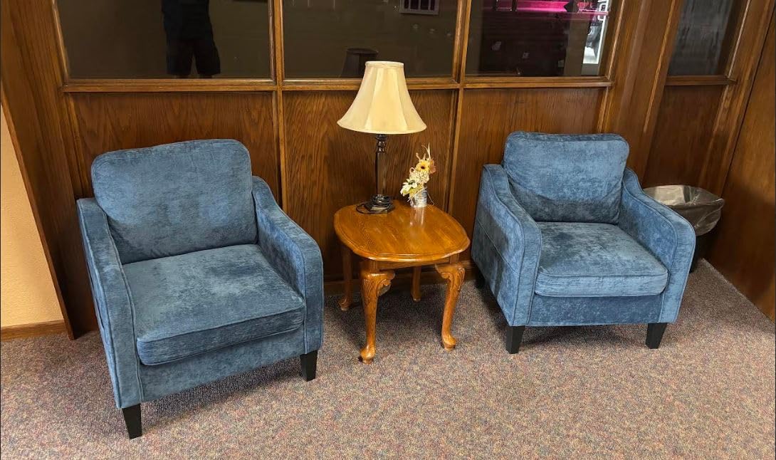 Accent Chairs Set of 2, Upholstered Living Room Chair with Side Pockets, Mid Century Modern Reading Chair for Bedroom, Comfy Armchair Single Sofa Side Chair for Office, Small Room, Light Brown customer photo 2