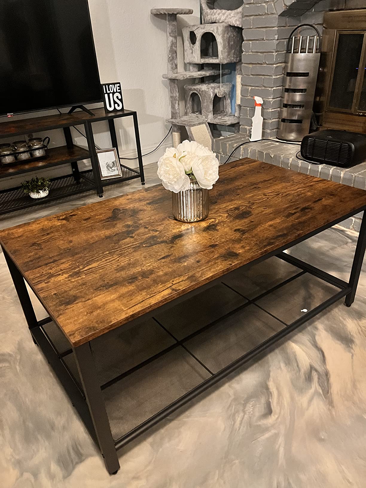 VASAGLE Farmhouse Coffee Table with Storage, Lift Top, Hidden Compartment customer photo 1