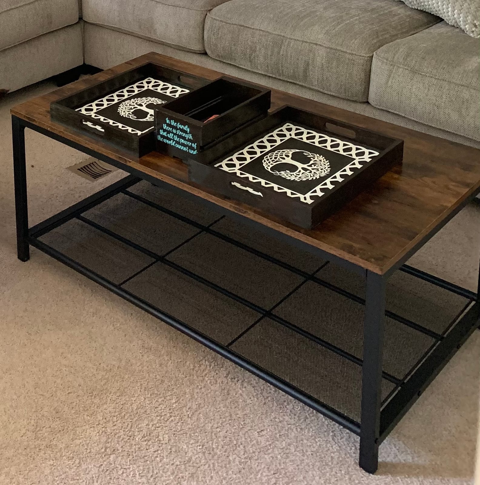 VASAGLE Farmhouse Coffee Table with Storage, Lift Top, Hidden Compartment customer photo 2